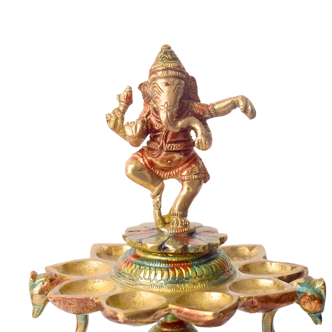 Handcrafted Brass 21 Wick Ganesha Diya – 2 Step Aarti Lamp