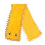 Yellow Velvet Ganpati Idol Patka with Zigzag Lace