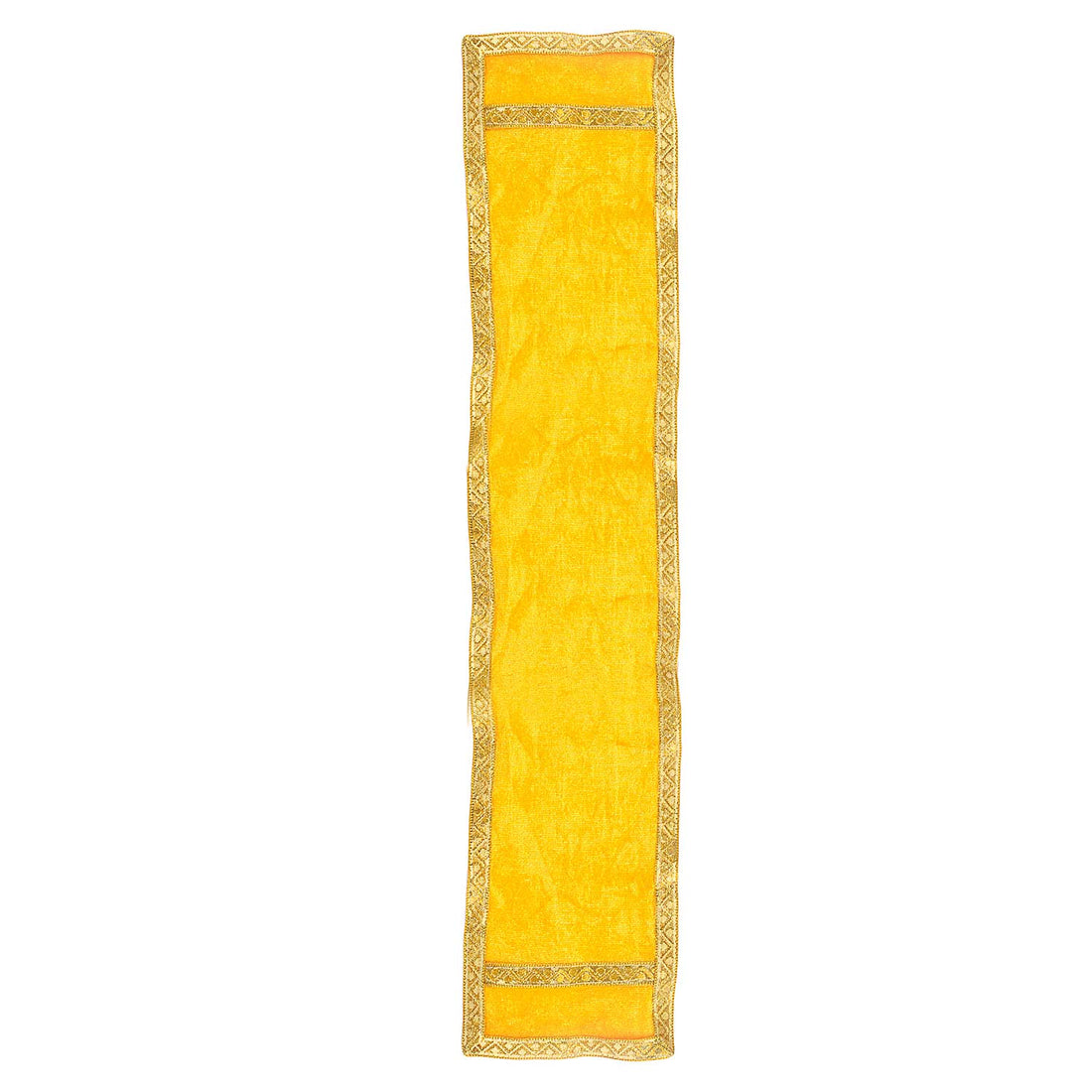 Yellow Velvet Ganpati Idol Patka with Classic Gold Border - 21 Inch