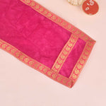 Pink Velvet Ganpati Idol Patka with Intricate Border - 32 Inch