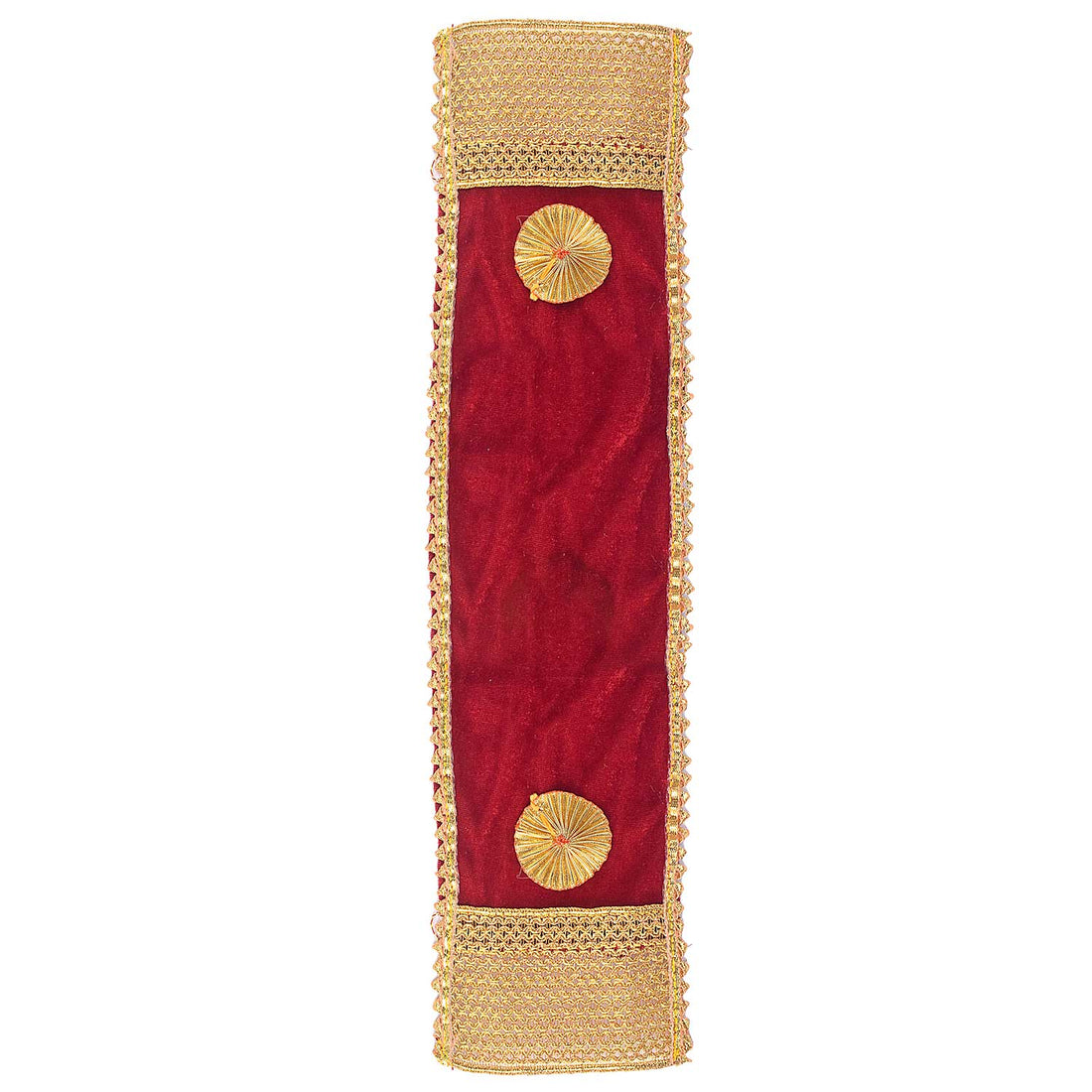 Premium Maroon Velvet Ganpati Idol Patka with Gold Medallion