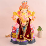 Maroon Velvet Ganpati Idol Patka with Zigzag Gold Border - 22 Inch