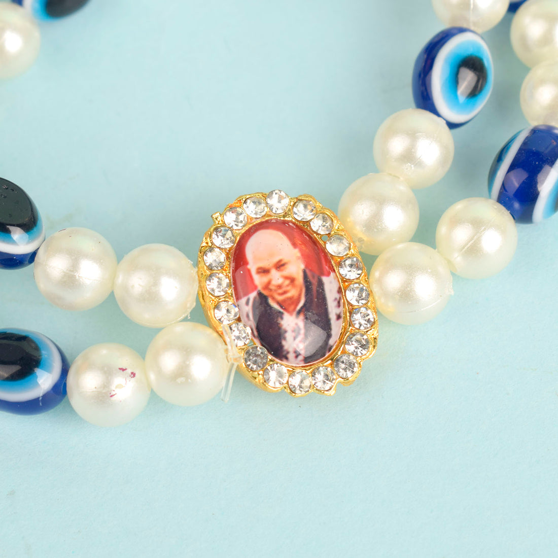 White Pearl with Evil Eye Double Layer Guruji Swaroop Bracelet