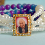 Purple & Blue with White Pearl Four Layer Guruji Swaroop Bracelet