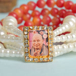 Red & White Pearl Four Layer Guruji Swaroop Bracelet