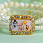 Yellow & White Marble with White Pearl Four Layer Guruji Swaroop Bracelet