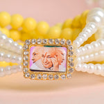 Pale Yellow with White Pearl Four Layer Guruji Swaroop Bracelet
