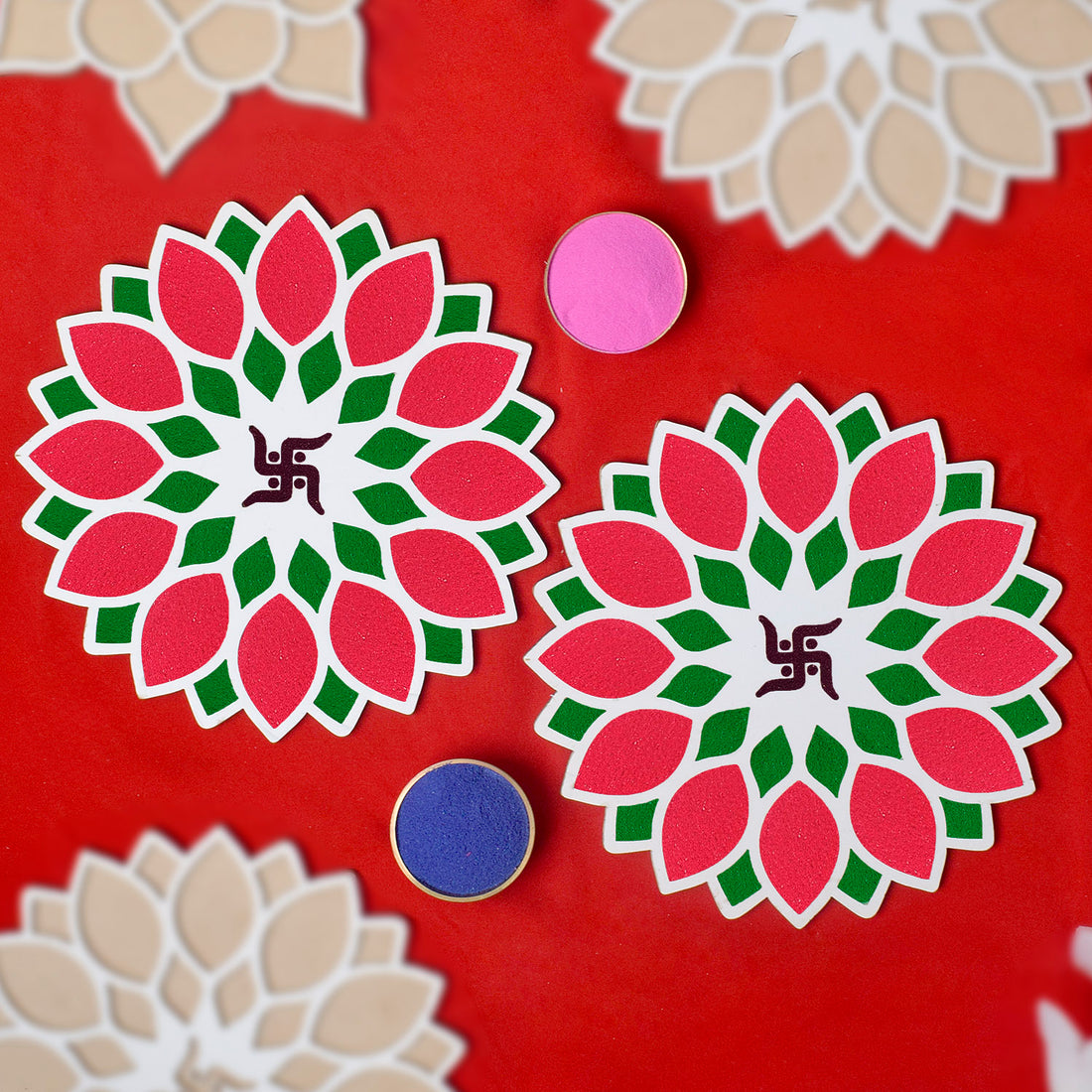 8-Inch Rangoli Stencils: Reusable Templates for DIY Decor Crafting on Floors Set of 6