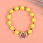 Yellow Bead Bracelet with Jai Guruji Swaroop
