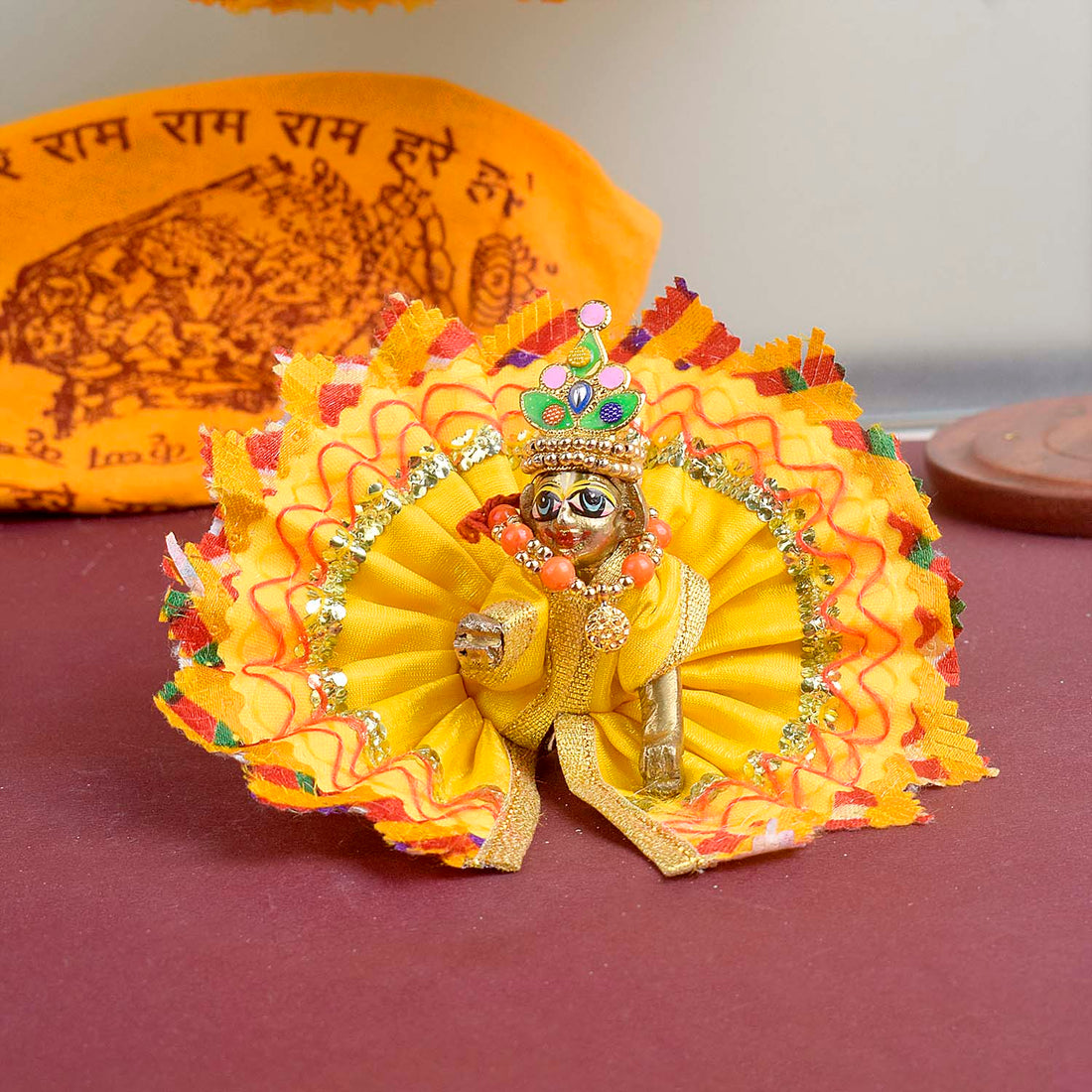 Radiant Yellow Laddu Gopal Dress with Golden Gota