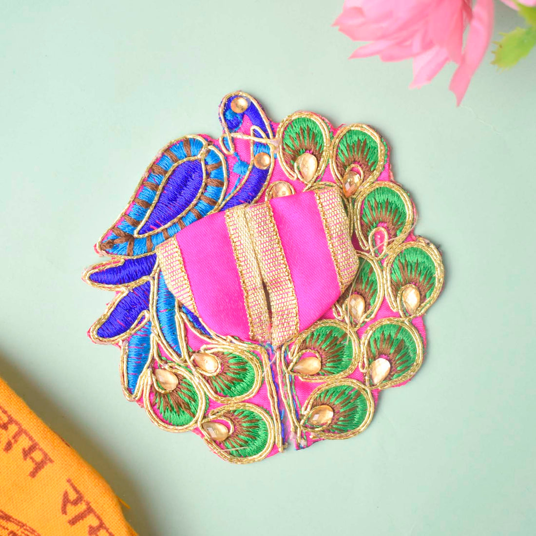 Peacock Embroidered Laddu Gopal Dress (Size 0 to 6)