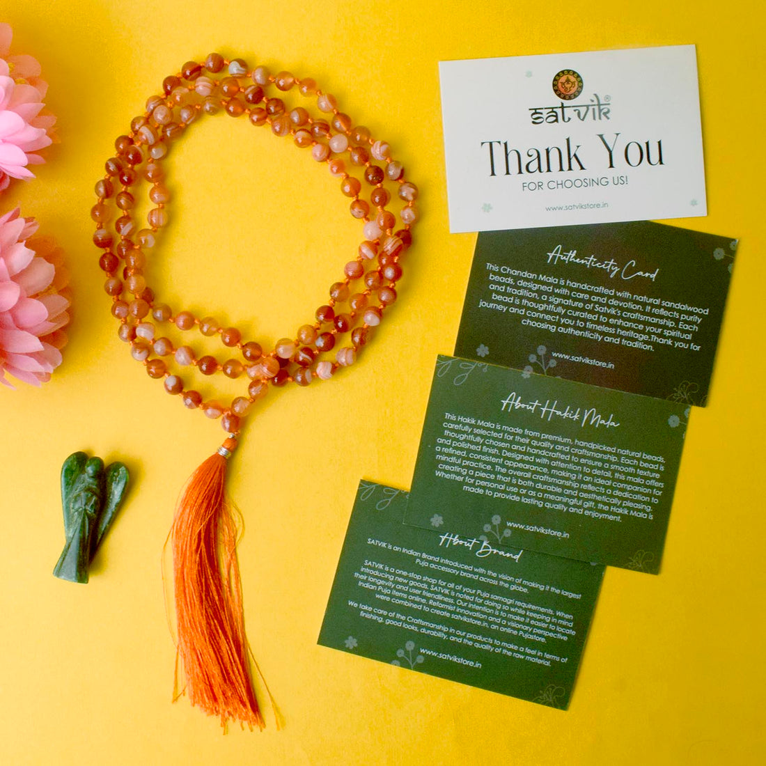 Premium Hakik Jap Mala Crystal Orange Canelian