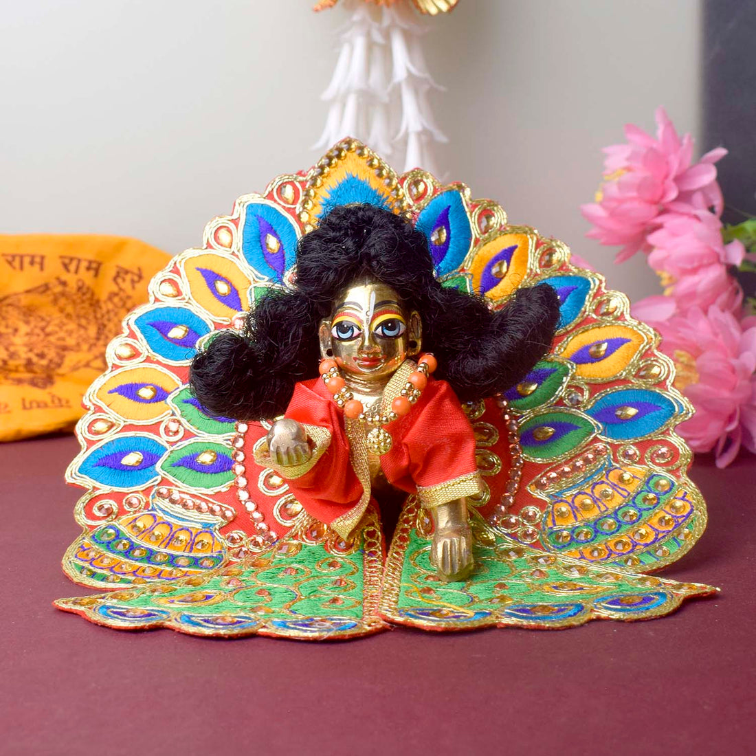 Colourful Matka & Leaf Embroidered Laddu Gopal Dress (Assorted)