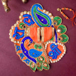 Shri Radhe Embroidered Peacock Dress for Laddu Gopal
