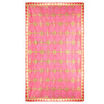 Premium Mata Ki Chunri with golden embroidered vertical patterns featuring traditional floral and swirl designs. This Chunri measures 216 cm (85 inches) in length and 100 cm (39 inches) in height, making it ideal for Devi Puja, temple offerings, and festive celebrations like Navratri and Durga Puja. The rich golden border enhances its elegance and sacred significance.

Shop Big Size Mata Ki Chunri, Devi Chunri for Puja, and more at Satvik Store. A perfect offering for temple rituals and religious ceremonies