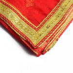 Sacred Mata Ki Chunri in red and gold, measuring 214 cm (84 inches) in length and 110 cm (43 inches) in height. This divine dupatta showcases an elegant design with golden floral circular motifs and small diamond-shaped patterns, representing spirituality and devotion. The shimmering fabric is enhanced with a rich golden border, making it perfect for pooja rituals, temple offerings, and festive celebrations.

Shop Matarani Ki Chunri, Mata Ki Chunni Online, and Big Size Chunni Online at Satvik Store. Get hig