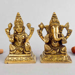 3.4 Inch Sacred Brass Laxmi Ganesh Idol