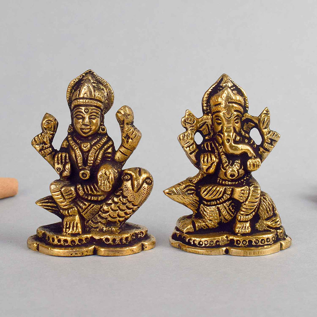 2.6 Inch Majestic Brass Lakshmi Ganesha Car dashboard Idol