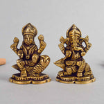 2.6 Inch Majestic Brass Lakshmi Ganesha Car dashboard Idol