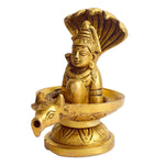 4.7 Inch Brass Shivalingam and Sheshnag Figurine