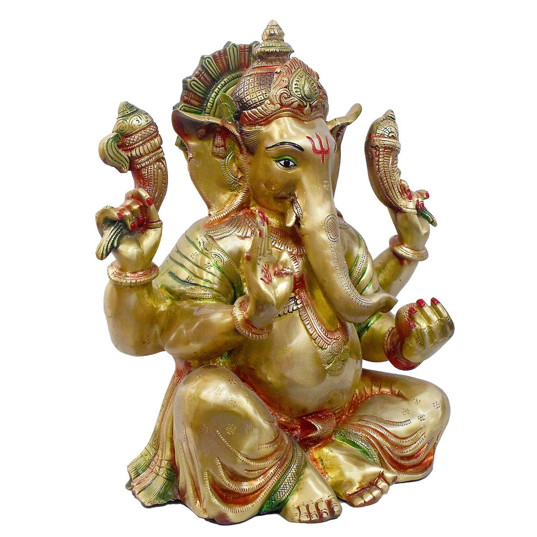 18 Inch Grand Brass Ganesha Idol – Divine Artisan Masterpiece