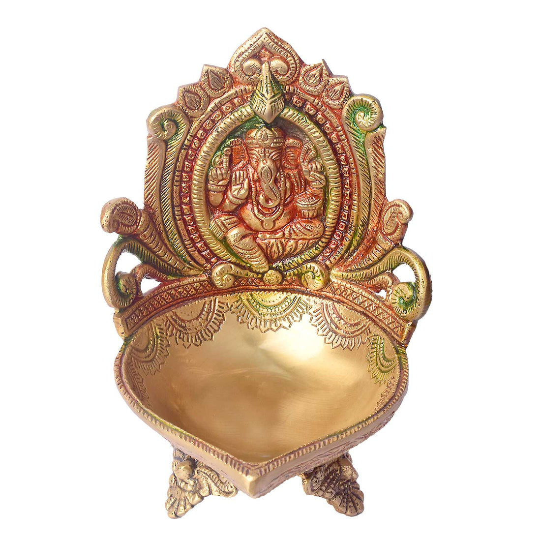 7.1 Inch Brass Ganesh Diya -Traditional Oil Lamp for Puja and Mandir Decor