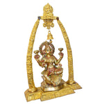34 Inch Dhan Lakshmi on Mandap with Ghanti - Kanchan Kamala Devi Brass Murti