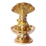 8.3 Inch Handcrafted Brass Shivalingam featuring Naga hood and Nandi