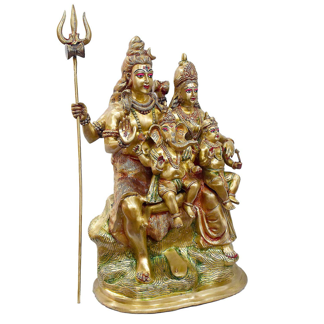 28 Inch Large Brass Shiva Parivaar Statue with Trishul