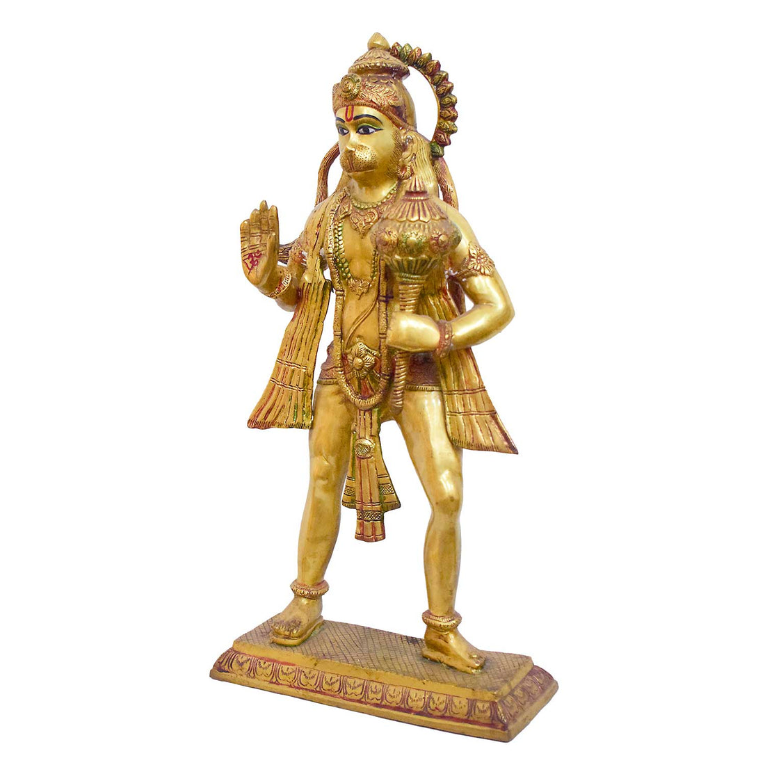 27.16 Inch Standing Brass Hanuman Statue with Gada