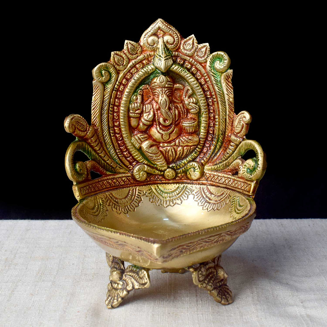 7.1 Inch Brass Ganesh Diya -Traditional Oil Lamp for Puja and Mandir Decor