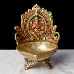 7.1 Inch Brass Ganesh Diya -Traditional Oil Lamp for Puja and Mandir Decor