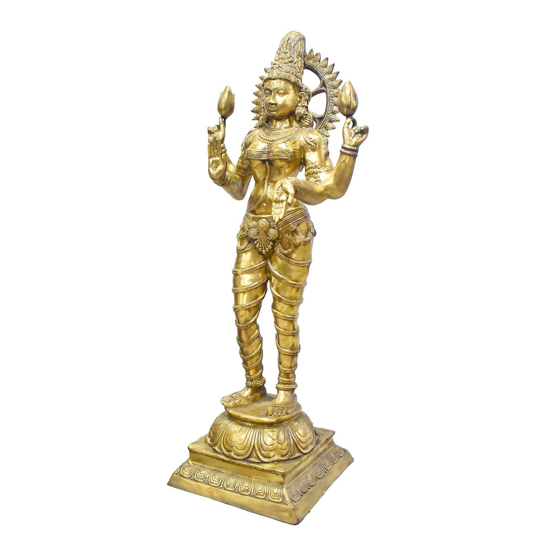 51 Inch Large Brass Standing Goddess Lakshmi Statue