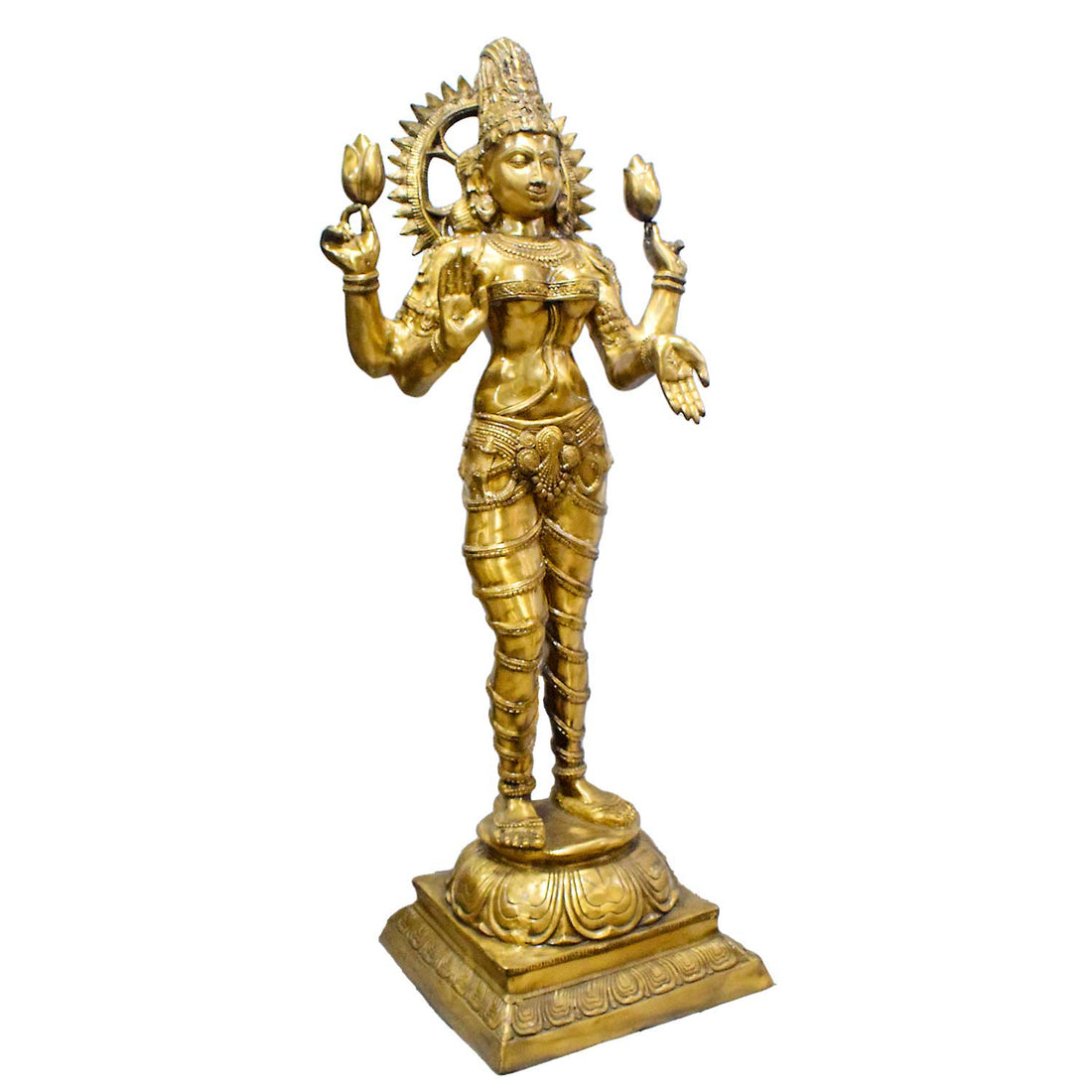 51 Inch Large Brass Standing Goddess Lakshmi Statue