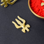 Brass Trishul with Damru Tilak Stamp Deity Ornament