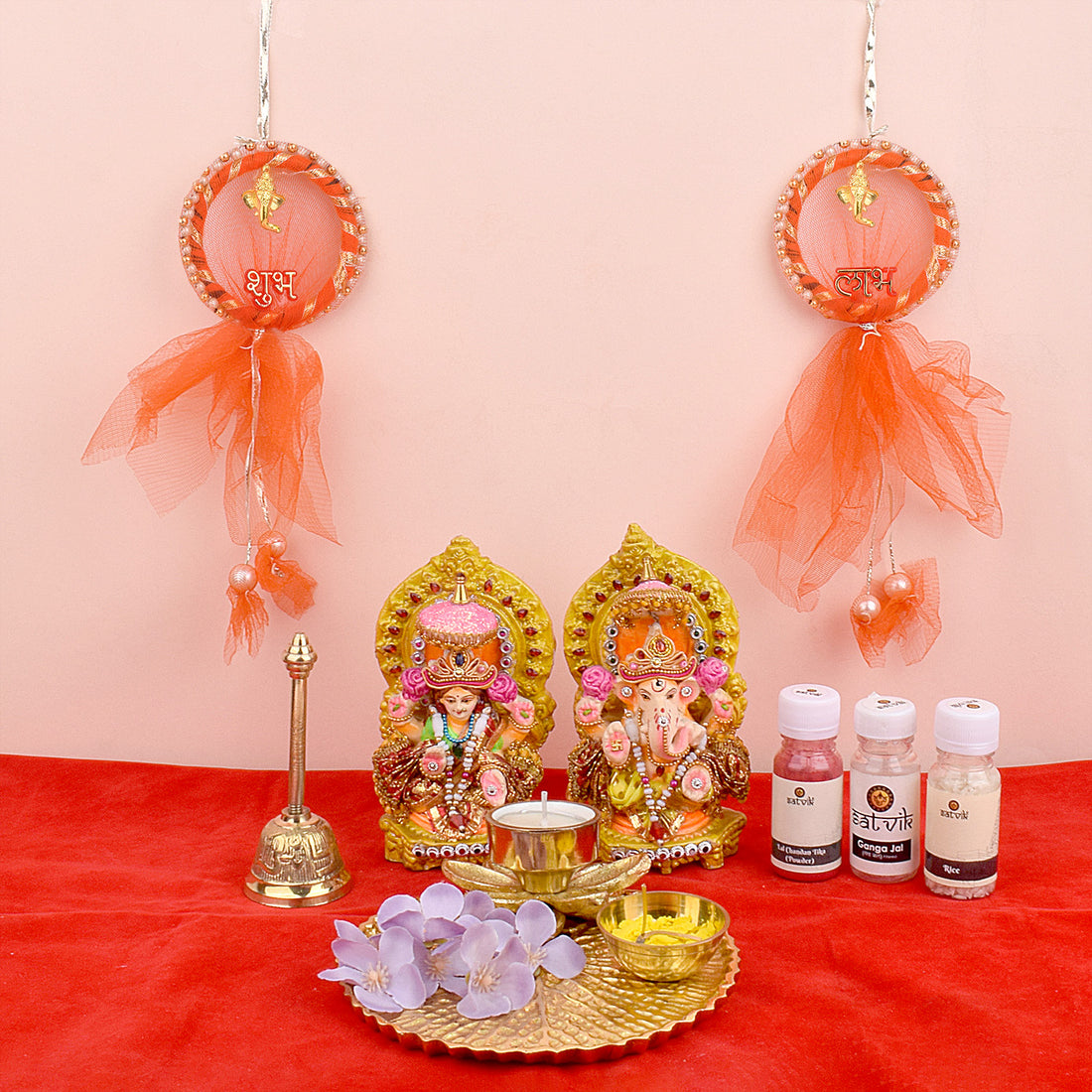 Net Fabric Shubh Labh Side Door Wall Hangings