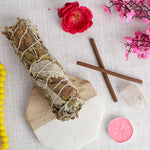 MAXICAN INCENSE SAGE WITH CLEAR QUARTZ CRYSTAL HEALING SMUDGE