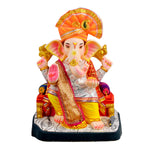 Cream & Pink Printed Ganpati Idol Patka with Fringe - 32 Inch