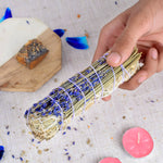 WHITE SAGE WITH LAVENDERS & TIGER EYE CRYSTAL HEALING SMUDGES