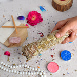 MAXICAN INCENSE SAGE WITH ROSE QUARTZ CRYSTAL HEALING SMUDGE