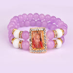 Mauve Beaded Guru Ji Maharaj Handmade Bracelets for Men and Women