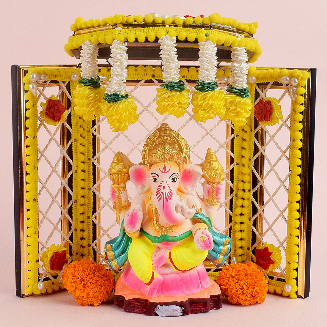 Traditional Handcrafted Deity Idol Background Phool Bangla