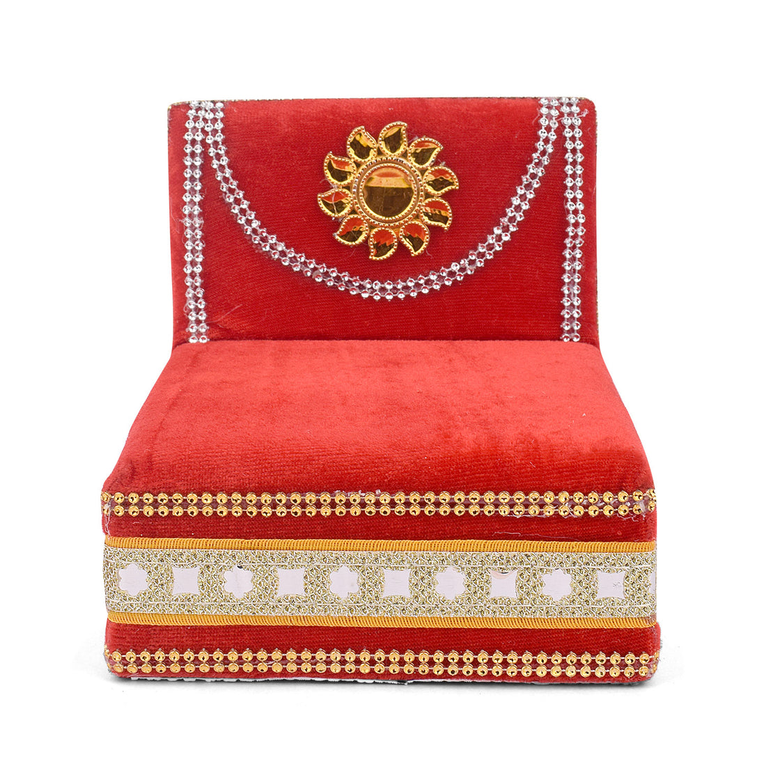 Divine Embrace: Laddu Gopal's Enchanting Velvet Sleeping Bed Small