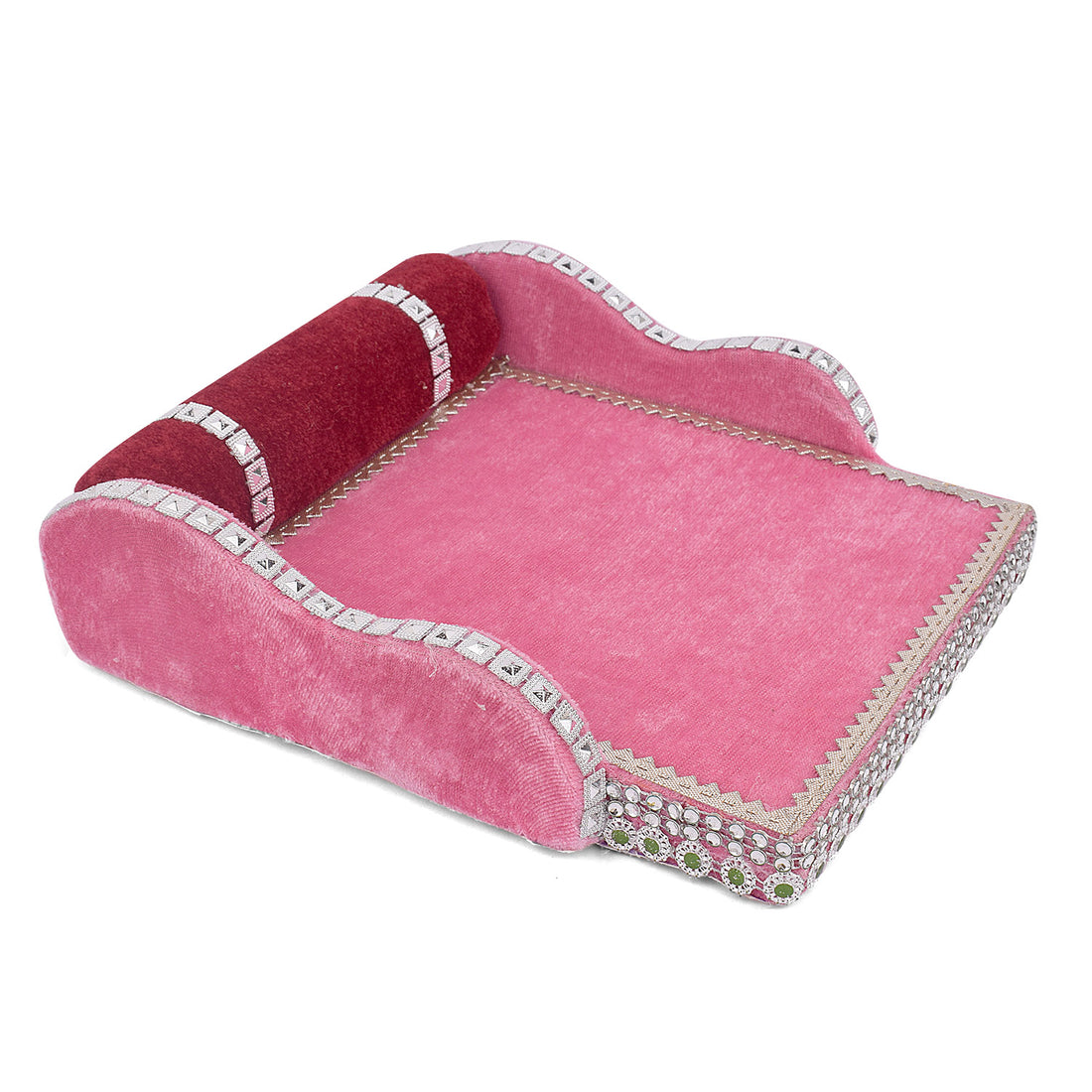 Laddu Gopal's Throne of Elegance: Velvet Bed Medium