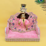 Laddu Gopal's Throne of Elegance: Velvet Bed Medium