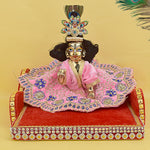 Laddu Gopal's Throne of Elegance: Velvet Bed Medium