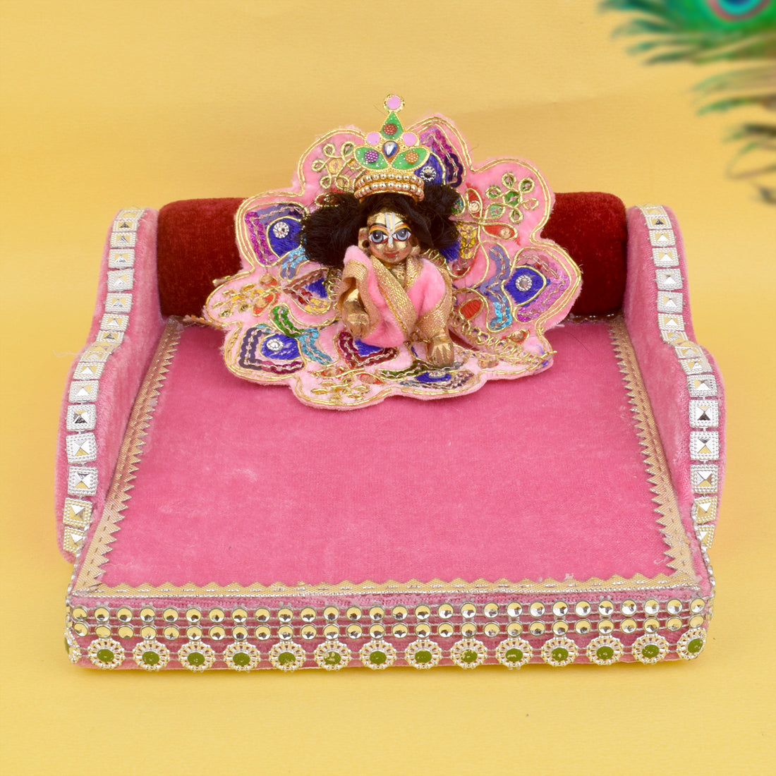 Velvet Treasures: Laddu Gopal's Cherished Bed Large
