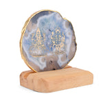 Agate Stone Stand featuring Laxmi & Ganesha