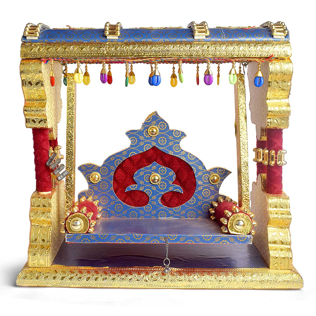 Royal Blue Metal Singhasan Jhula for Laddu Gopal
