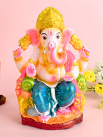 9.5 Inch Eco-Friendly Ganesh Ji Sitting on Shinghasan